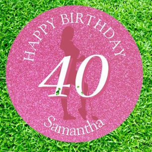 DESSOUS DE VERRE ROND LES DAMES PINK GLITTER GRAND ANNIVERSAIRE