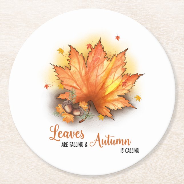 Dessous De Verre Rond Les feuilles tombent et l'automne appelle (Devant)