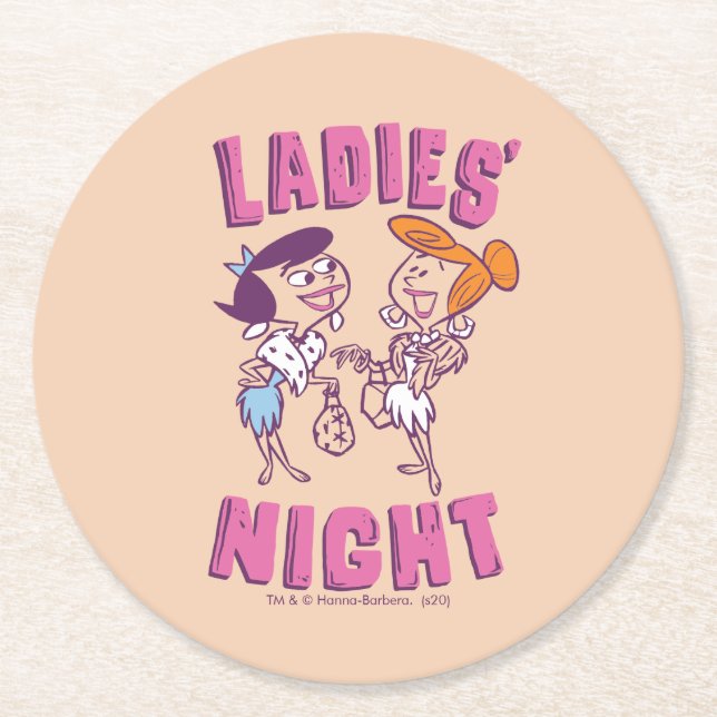 Dessous De Verre Rond Les Pierrafeu | Betty & Wilma - La nuit des dames (Devant)