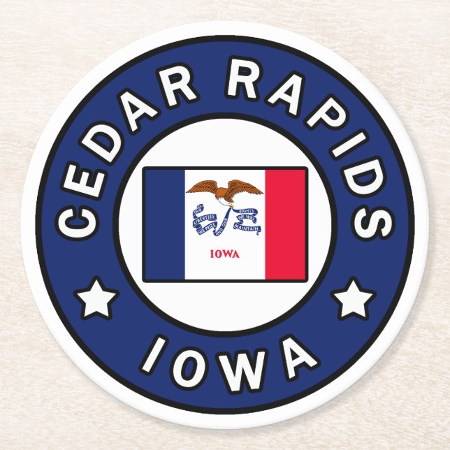 Dessous De Verre Rond Les rapides de cèdre Iowa (Devant)