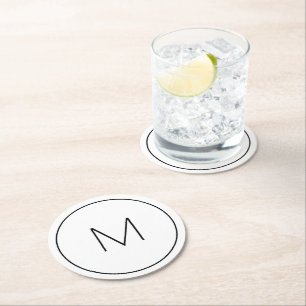 DESSOUS DE VERRE ROND LETTRE MINUSCULE BLANCHE NOIR MINUSCULE
