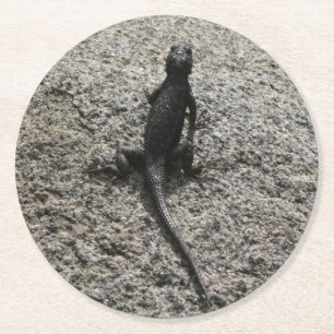 Dessous De Verre Rond Lézard noir