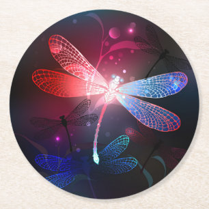 Dessous De Verre Rond libellule rouge brillante