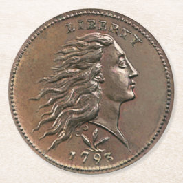 Dessous De Verre Rond Liberty 1793 U.S. Penny Round Paper Dessous de ver