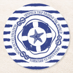Dessous De Verre Rond Lifebuoy et étoiles de mer