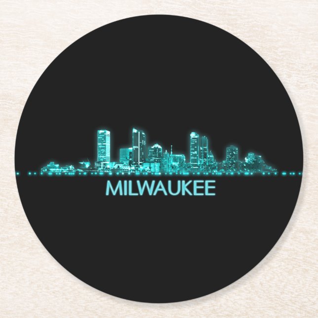 Dessous De Verre Rond Ligne aérienne de Milwaukee (Devant)