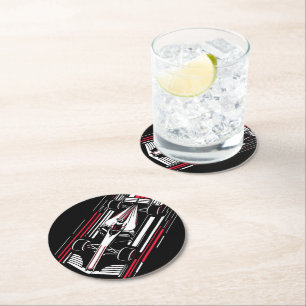 Dessous De Verre Rond Lignes de vitesse de voiture de course de formule