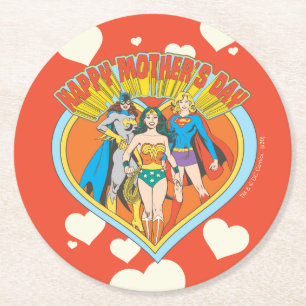 Dessous De Verre Rond Ligue de la justice  Joyeuse fête des mères