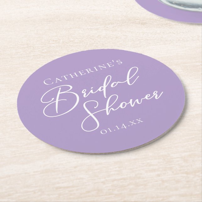 Dessous De Verre Rond Lilac Purple Bridal Shower Personalized (Incliné)