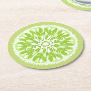 Dessous De Verre Rond Lime des tranches d'agrumes
