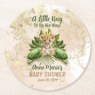Dessous De Verre Rond Lion Cub Un Petit Roi Est En Chemin Baby shower