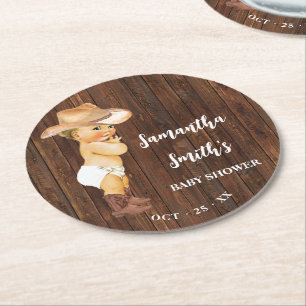 Dessous De Verre Rond Little Cowboy Baby shower occidental