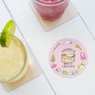 Dessous De Verre Rond Little Girl One Happy Camper First Birthday Party