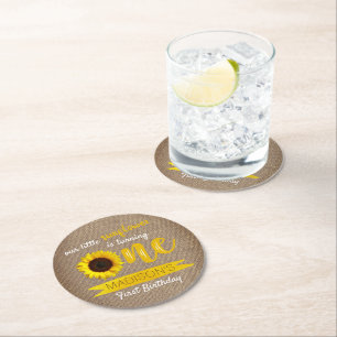 Dessous De Verre Rond Little Sunflower 1ère fête d'anniversaire