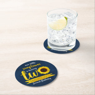 Dessous De Verre Rond Little Sunflower 2e fête d'anniversaire