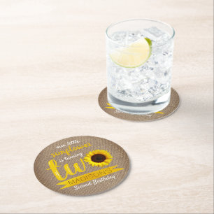 Dessous De Verre Rond Little Sunflower 2e fête d'anniversaire