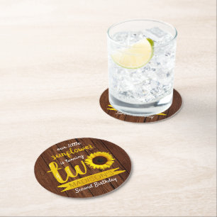 Dessous De Verre Rond Little Sunflower 2e fête d'anniversaire