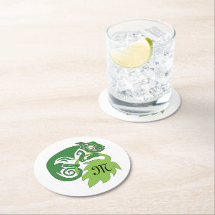 Dessous De Verre Rond Lizard Vert Chameleon Drunk Suspendu