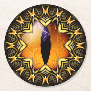 Dessous De Verre Rond L'oeil d'un dragon d'or