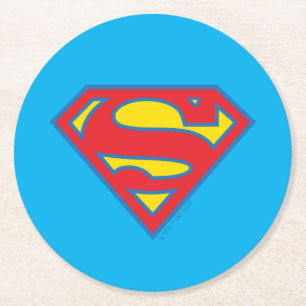 Dessous De Verre Rond Logo classique Supergirl avec fond bleu