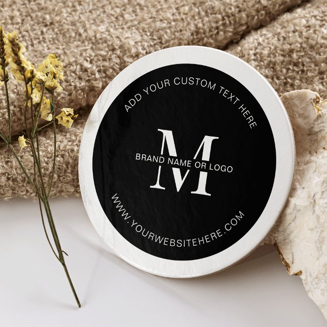 Dessous De Verre Rond Logo d'entreprise Immobilier Entreprise Événement  (Minimalist modern business logo branded round coasters in black and white)