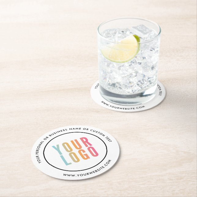 Dessous De Verre Rond Logo d'entreprise Moderne Promotionnel Blanc (En situation)