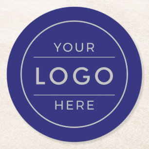Dessous De Verre Rond Logo d'entreprise personnalisé bleu marine argent