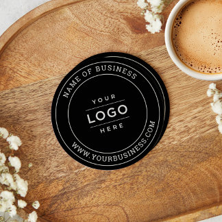 Dessous De Verre Rond Logo d'entreprise personnalisé en noir