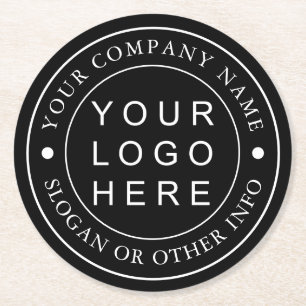 Dessous De Verre Rond Logo d'entreprise personnalisé noir et blanc