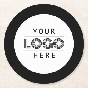 Dessous De Verre Rond Logo d'entreprise personnalisé simple et noir