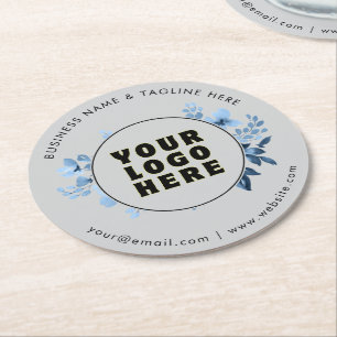 Dessous De Verre Rond Logo et texte personnalisés minimalistes simples