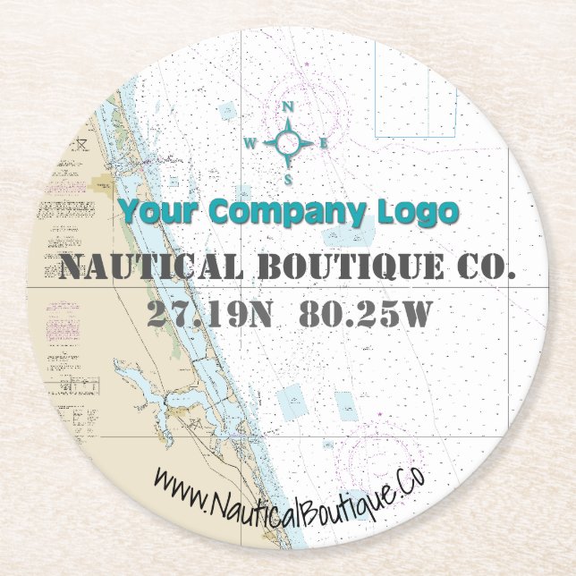 Dessous De Verre Rond Logo Latitude Longitude Stuart Florida Graphique (Devant)