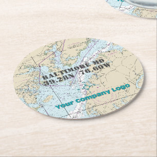 Dessous De Verre Rond Logo promotionnel Latitude Longitude Maryland Char