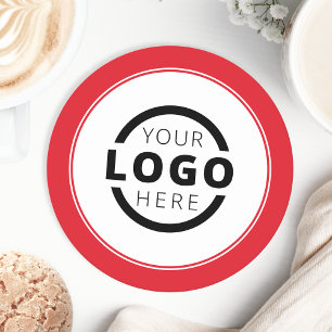 Dessous De Verre Rond Logo promotionnel personnalisé en rouge