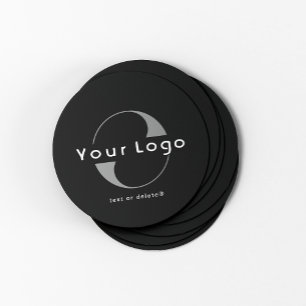 Dessous De Verre Rond Logo sur Black + White Text Company Business