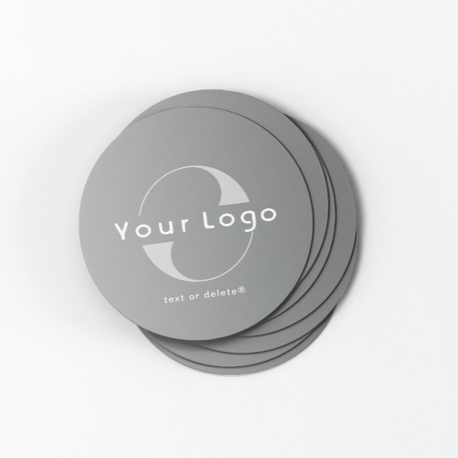 Dessous De Verre Rond Logo sur Grey + White Text Company Business (Créateur téléchargé)