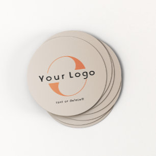 Dessous De Verre Rond Logo sur Tan clair + Black Text Company Business