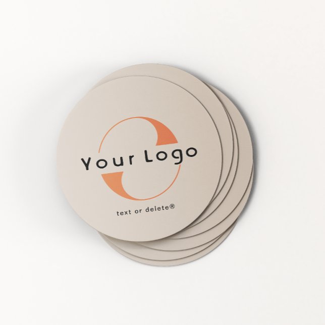 Dessous De Verre Rond Logo sur Tan clair + Black Text Company Business (Créateur téléchargé)