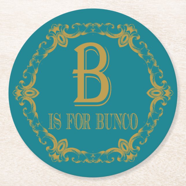 Dessous De Verre Rond L'or B est pour Bunco (Devant)