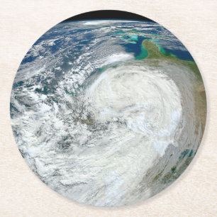 Dessous De Verre Rond L'Ouragan Sandy Le Long De La Côte Est Des États-U