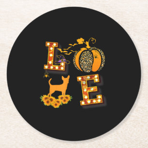 Dessous De Verre Rond Love Chihuahua Leopard Imprimer citrouille Hallowe