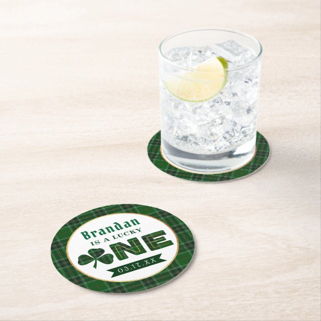Dessous De Verre Rond Lucky Little Shamrock 1er anniversaire (En situation)