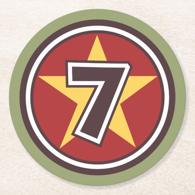 Dessous De Verre Rond Lucky Numéro 7 (Devant)