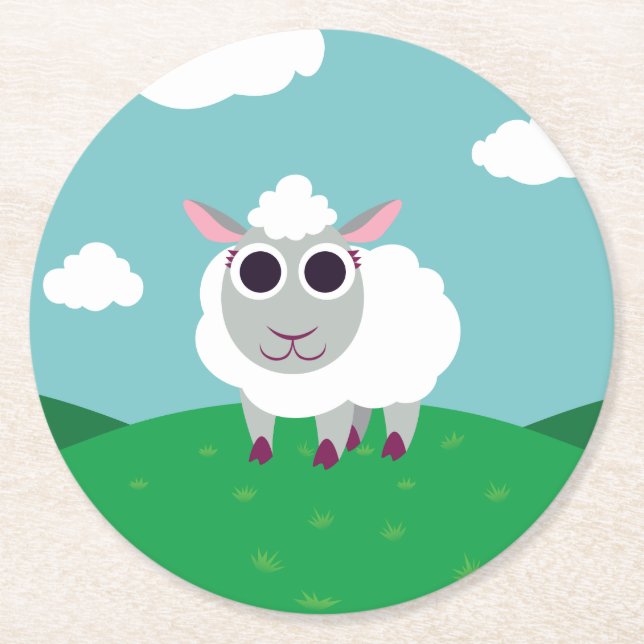 Dessous De Verre Rond Lulu les moutons (Devant)
