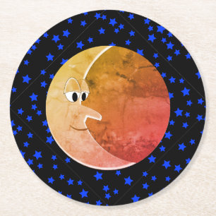 Dessous De Verre Rond Luna Lune Vintage Et Étoiles Dessin