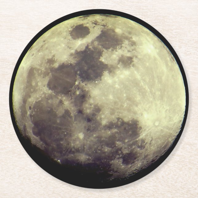 Dessous De Verre Rond Lune détaillée de l'astronomie | (Devant)