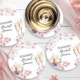 Dessous De Verre Rond Lunettes de Champagne et Cupcakes Fleur sauvage ro