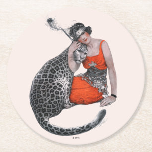Dessous De Verre Rond Madame et léopard