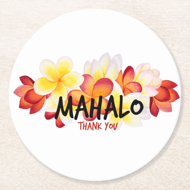 Dessous De Verre Rond Mahalo Plumeria (Devant)