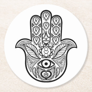 Dessous De Verre Rond Main inspirée de Hamsa